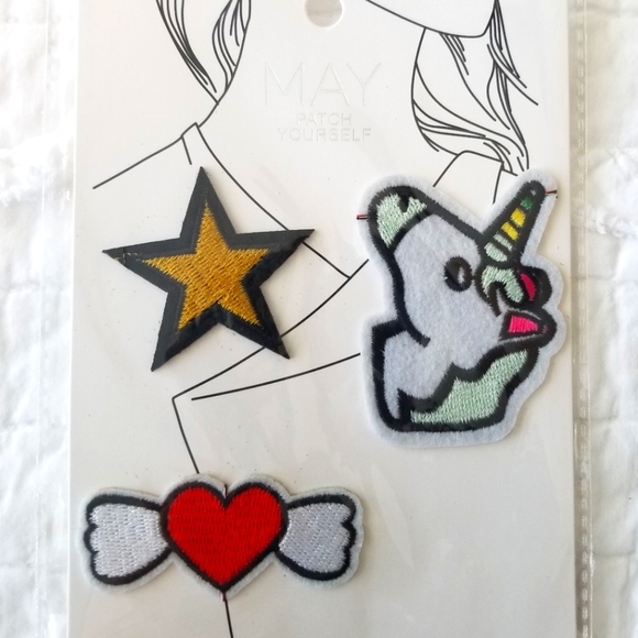 May Collection Set of Patches Unicorn, Heart Wings, &  Gold Star Patches NWT - Picture 1 of 4
